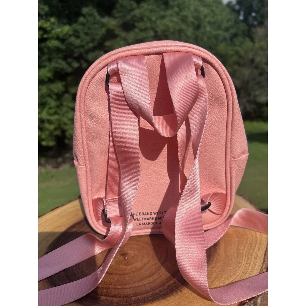Adidas Originals Mini Backpack Salmon Pink Faux Leather Trefoil Small Bag